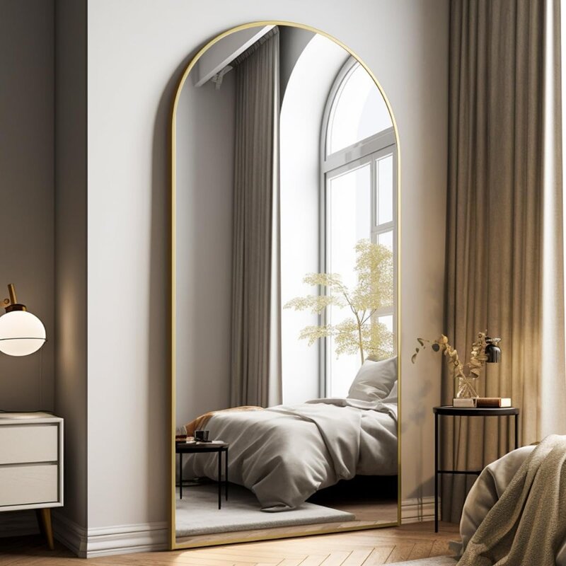 Full-Body Mirror Gold Metal Frame Living/Dressing Room Floor Mirror for Bedroom Furniture Home