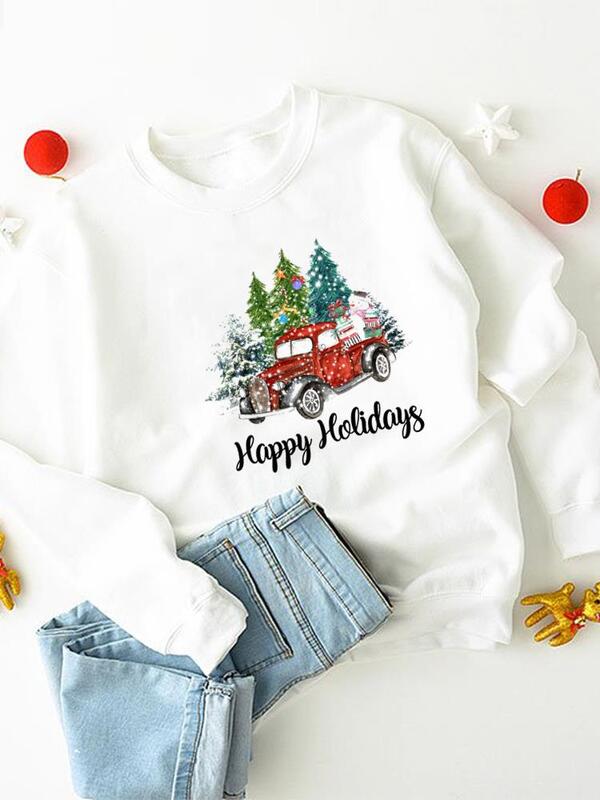 Aquarel Sneeuwpop Trend Nieuwjaar Kleding Dames Kleding Vrouwen Kerstvakantie Grafische Pullovers Mode Print Sweatshirts