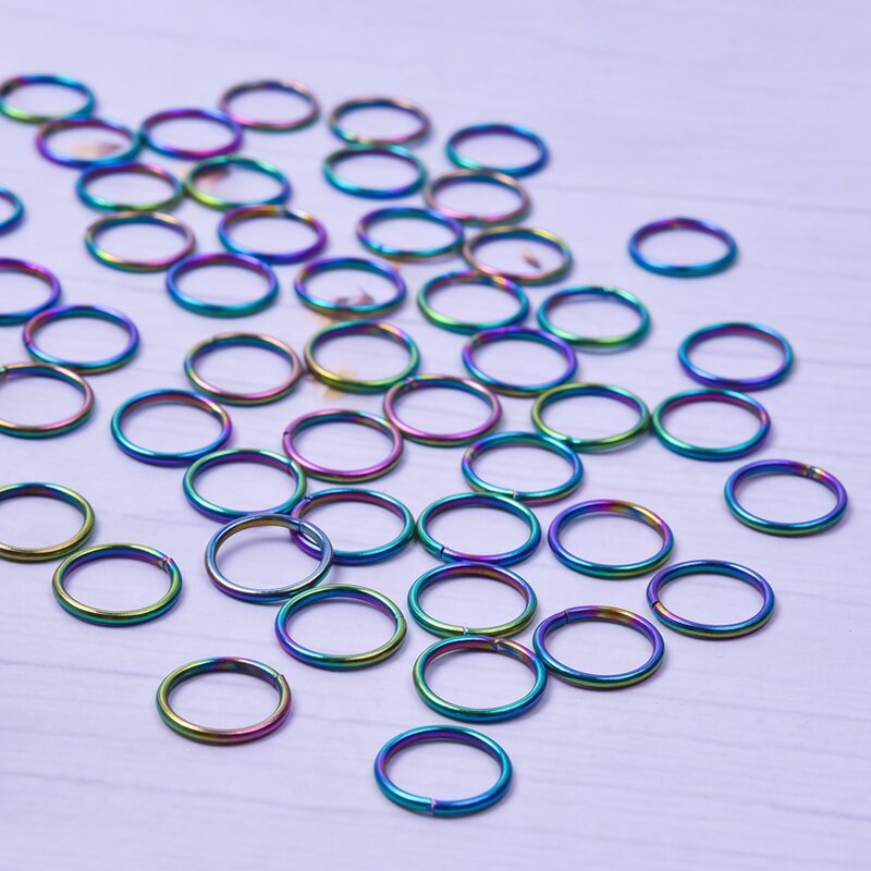 100 pçs de aço inoxidável arco-íris cor saltar anel encantos acessórios jóias que fazem colar brinco conector pingente de metal a granel