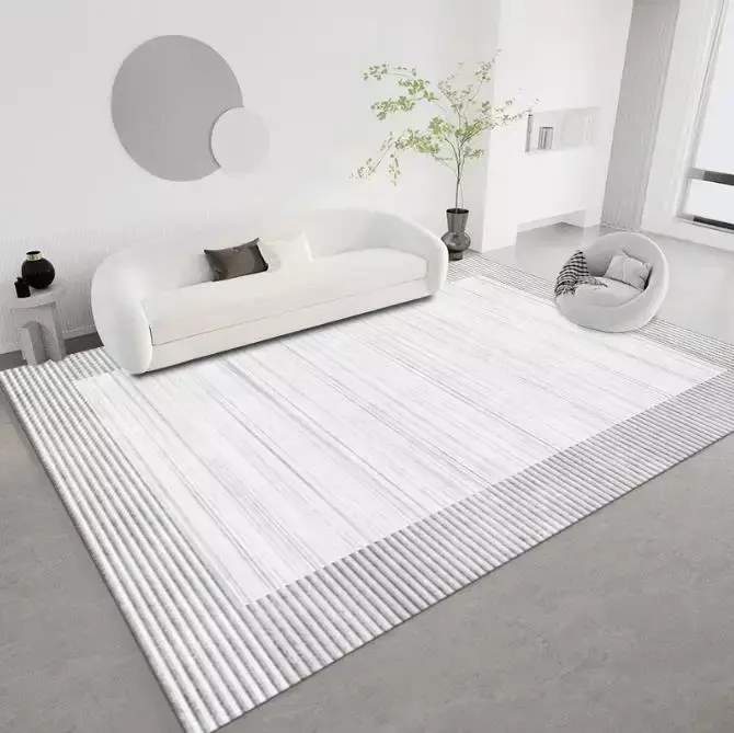 Alfombra moderna y sencilla para decoración de sala de estar, tapete de salón suave, gris, nórdico, lavable, antideslizante, para dormitorio