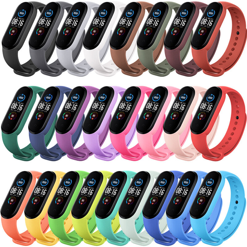 Pulseira de silicone para Xiaomi Mi Band, pulseira, relógio inteligente de substituição, pulseira esportiva, 3, 4, 5, 6