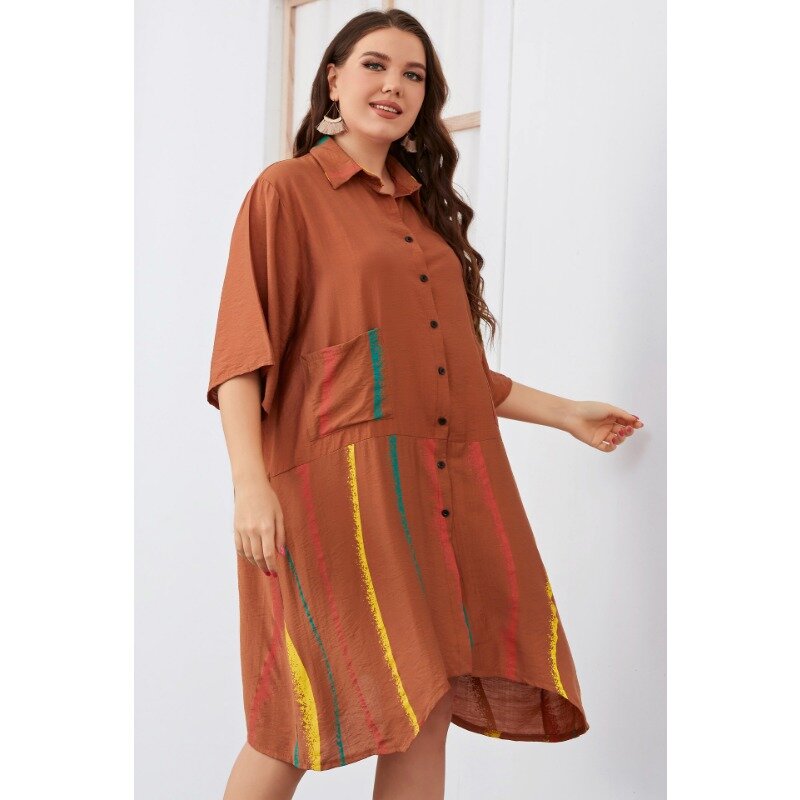 XL-3XL Dresses for Women 2023 Plus Size Women Clothing Short Sleeve Irregular Loose Summer Casual Midi Dress Female Outfits