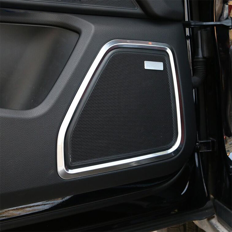 Chrome รถแผงประตูลำโพงแหวนตกแต่งด้วยตะแกรงป้องกันแหวนฝาครอบ3D สติกเกอร์สำหรับ Porsche Macan