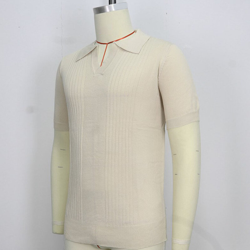 Koszula sweter z krótkim rękawem w jednolitym kolorze Streetwear z oddychającą modą klasyczną w stylu Vintage