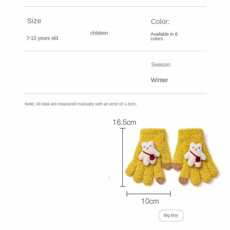 Ciepłe, jesienne zimowe rękawiczki pełne rękawiczki pogrubione odporne na zimno rękawiczki z dzianiny niedźwiedź wiatroszczelny ciepłe rękawiczki chłopców dziewcząt