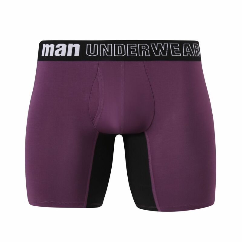 Bamboo fiber long open men's underwear plus size thin breathable antibacterial butt lift mid-waist loose boxer briefs