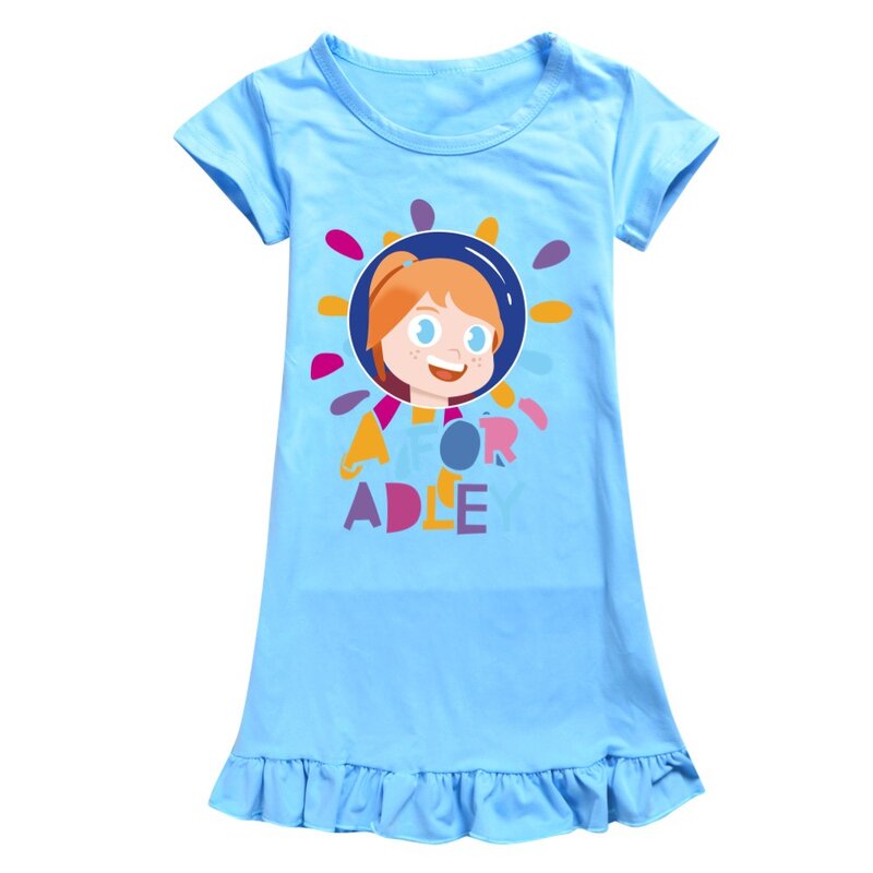 A For Adley-Robe de nuit à manches courtes pour enfants, robes décontractées pour bébés filles, vêtements d'intérieur pour enfants, chemise de nuit pour tout-petits, 2024