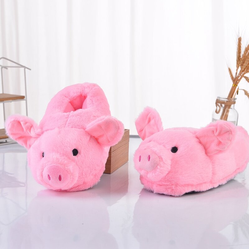 Симпатичные домашние тапочки для девочек с мультяшной свиньей, модные плюшевые теплые тапочки, женская зимняя обувь