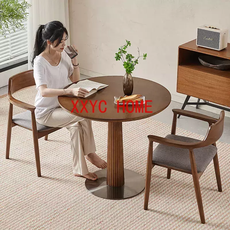 Huismeubilair-mesa de comedor redonda, juego de sillas de madera, sala de estar minimalista, consola de diseño, muebles modernos