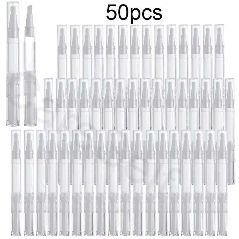 50pcs 3ML Empty Nail Oil Pen with Brush Transparent Twist Cuticle Oil Pen Cosmetic Container Pen Lip Gloss Tube