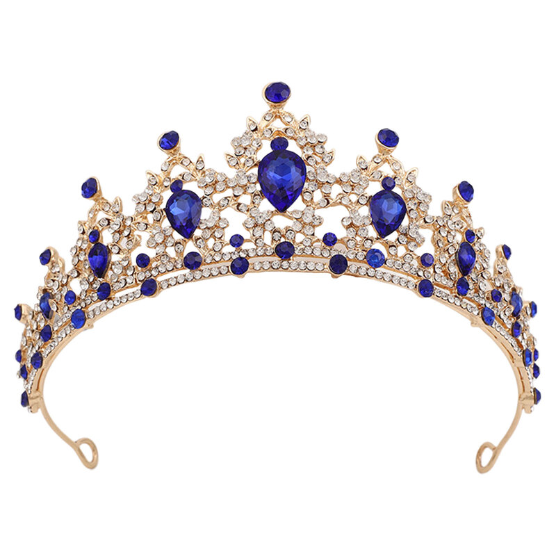 Bride Rhinestone Crown Wedding Tiara Sparkly Rhinestones Hair Adjustable Tiara for Masquerade Ball Banquet Cosplay