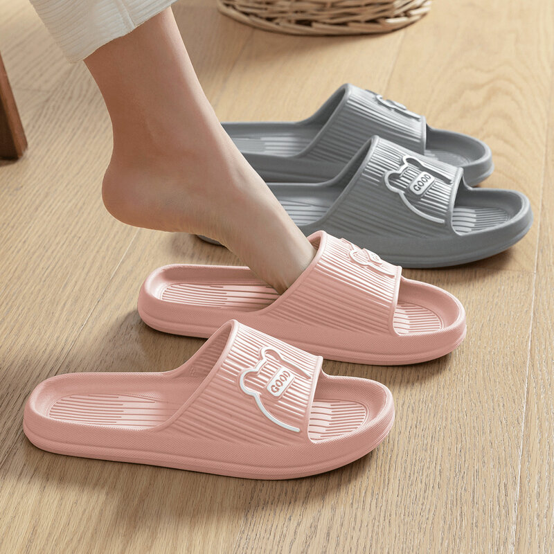 New Women Slippers Cartoon Bear Soft EVA Non-Slip Flip Flops Summer Couples Slides Bathroom Beach Indoor Home Slipper Sandals