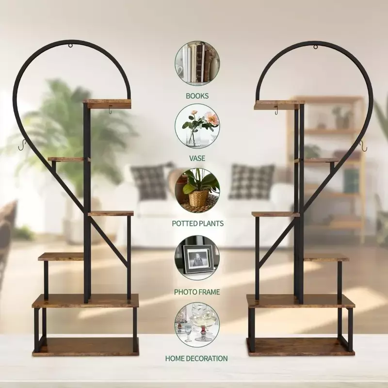Criativo Half Heart Shape Plant Stand, escada para plantas de interior, Flowerpot múltiplo, Display Racks, frete grátis