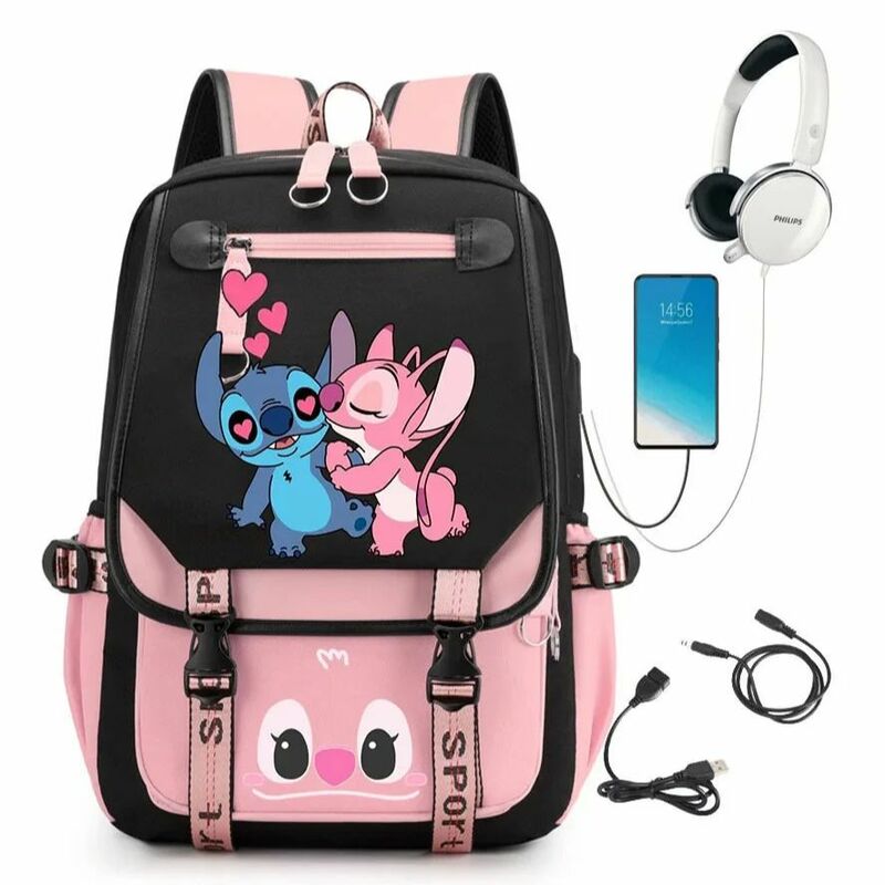 MINISO-Sac à dos Stitch Anime Cosplay pour étudiants, sac d'école, cartable de dessin animé, sac à dos de voyage pour ordinateur portable, sac à dos d'extérieur, unisexe