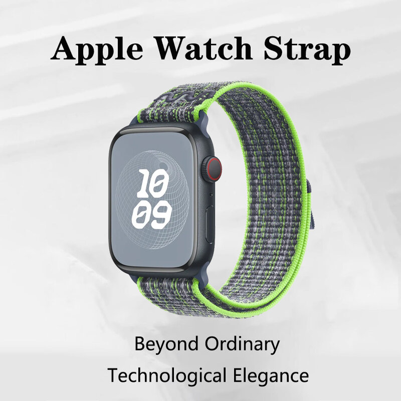 Apple Watch用ナイロンスポーツストラップ,iwatch用バンドストラップ8, 7,6,5,4,3,se,40mm, 44mm, 42mm, 49mm,シリーズ9ウルトラ2、1、41mm、45mm