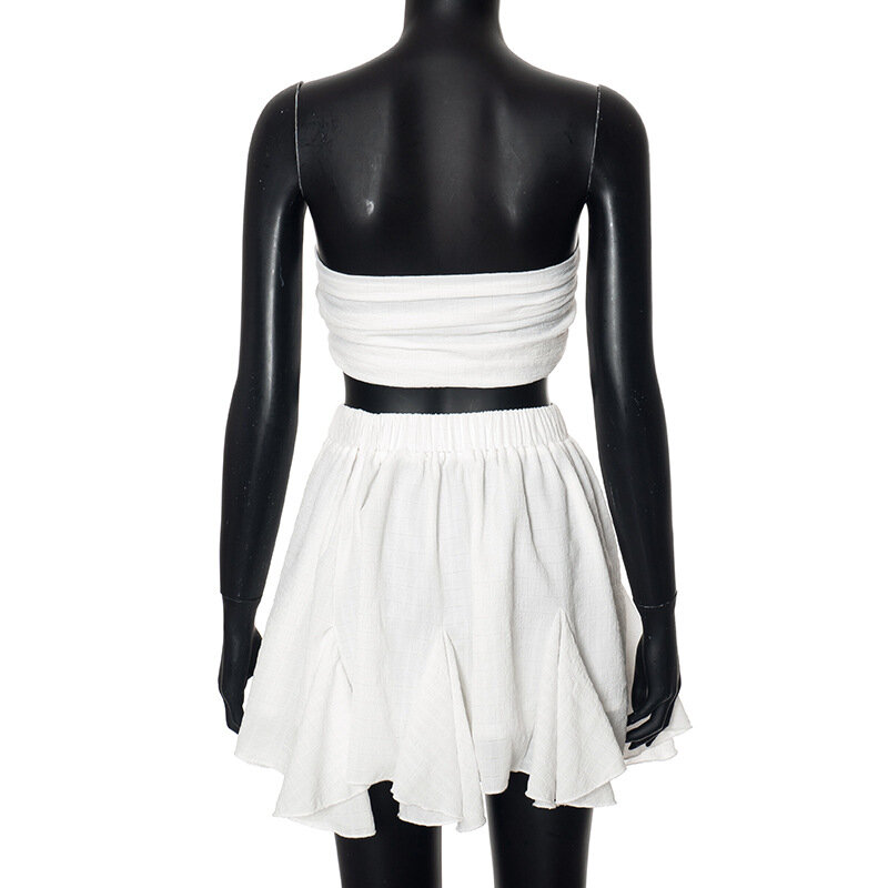 Женская шифоновая короткая юбка без бретелек, с оборками по краям
