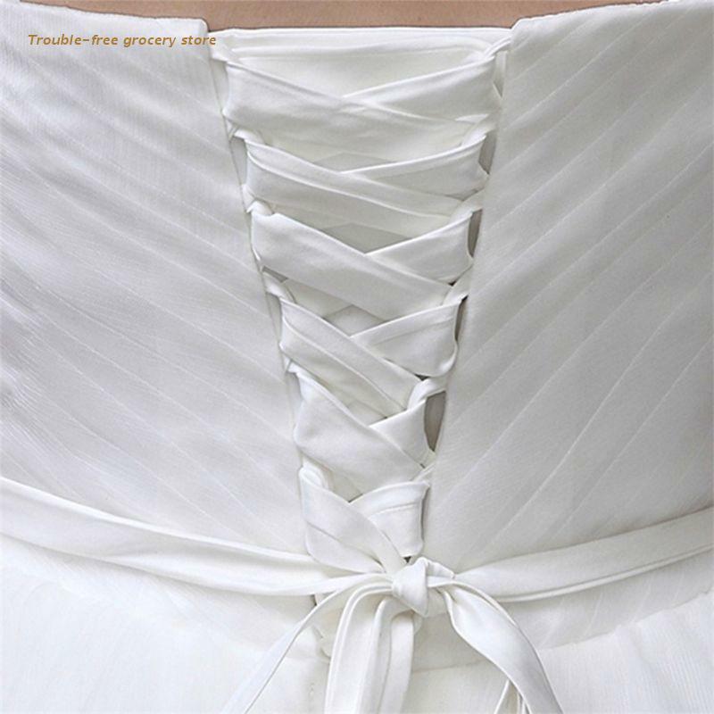Robe de mariée 118 pouces, fermeture éclair, Corset réglable, Kit au dos, attaches en ruban de Satin à lacets, pour robe de soirée