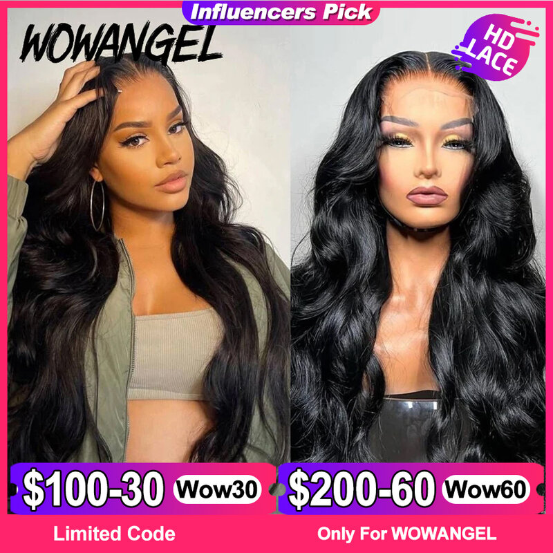 Wow Angel Wig penutup renda HD asli 250% Wig 7X7/6x 6/5X5 penutup HD gelombang tubuh sebelum dipetik Wig rambut manusia untuk wanita