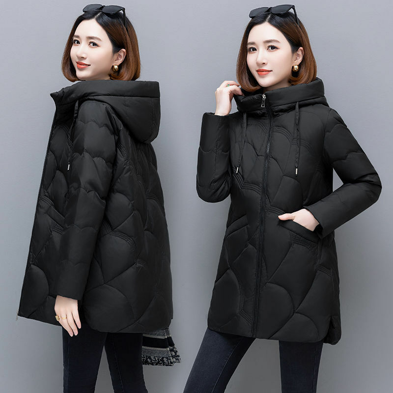 Snow Wear Down Cotton Jacket For Women's Mid Length Winter Coat New Middle Aged Mother Hooded Parkas Abrigo Invierno Mujer