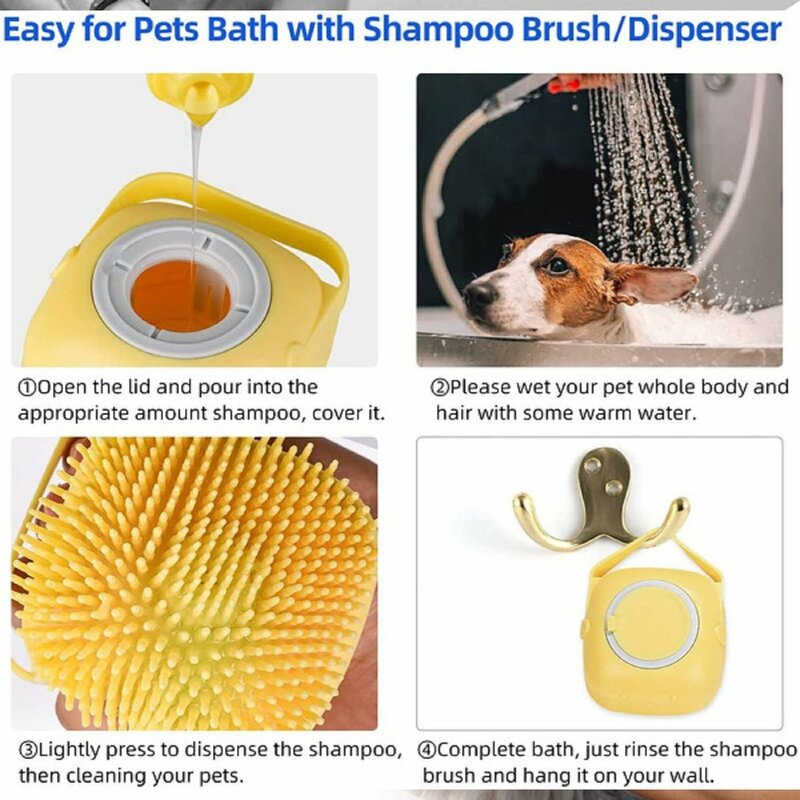 Hot Pet cat and dog silicone bath brush massage care soft bath brush can fill liquid bath ball brush pet accessory dog cat tool