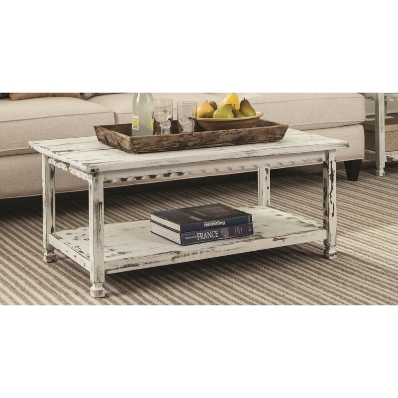 Rustic Rectangluar Coffee Table With 1 Shelf Lift Top Coffee Table for Living Room Furniture White Antique Freight Free Tables