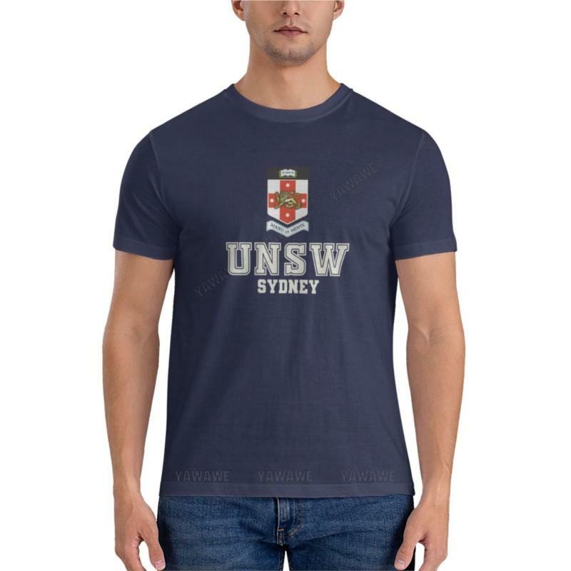 Kaus fashion musim panas kaus pria UNSW Sydney kaus esensial kaus hitam untuk pria kaus polos kaus pria