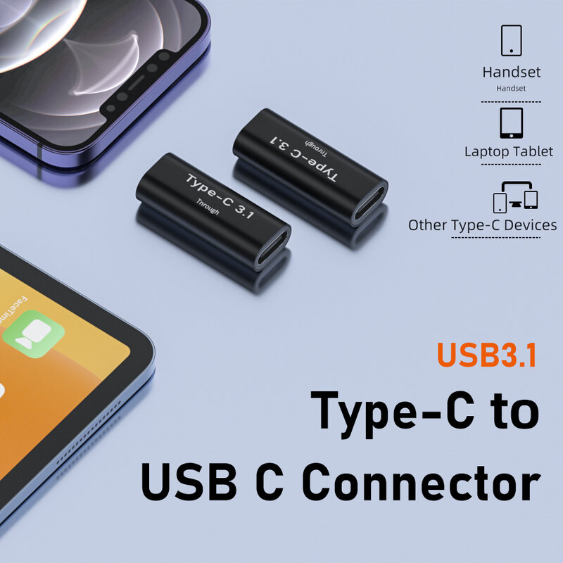 Adattatore USB tipo C convertitore femmina a femmina adattatore di sincronizzazione dati di ricarica portatile USB-C cavo di prolunga di tipo C per Tablet telefono