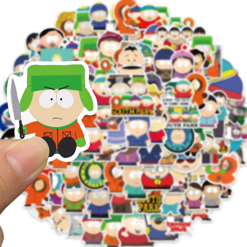 South Park-pegatinas de grafiti para niños, calcomanías impermeables para monopatín, equipaje, portátil, PVC, 50/100 piezas
