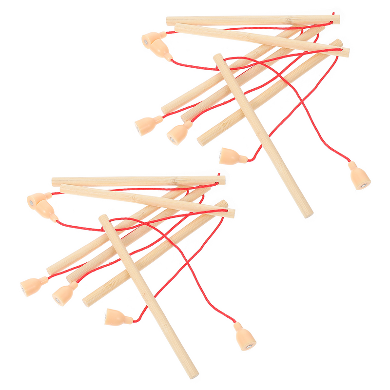 6/12 buah tongkat pancing magnetik kayu mainan menangkap permainan Magnet tongkat pancing untuk anak-anak mainan pendidikan dini