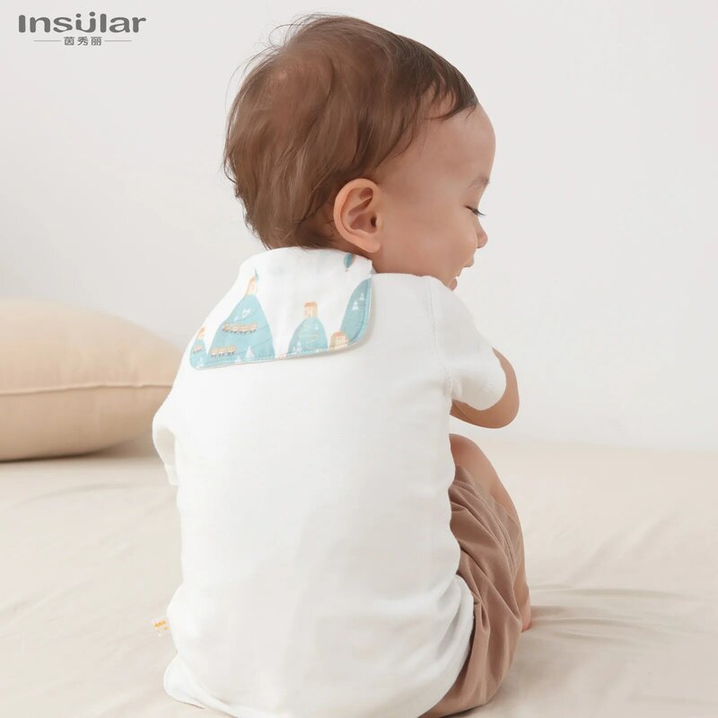 New Soft Baby Sweat-absorbent Towel Bibs Baby Cartoon Cotton Gauze Kindergarten Pad Back Towel All Middle Big Children Baby