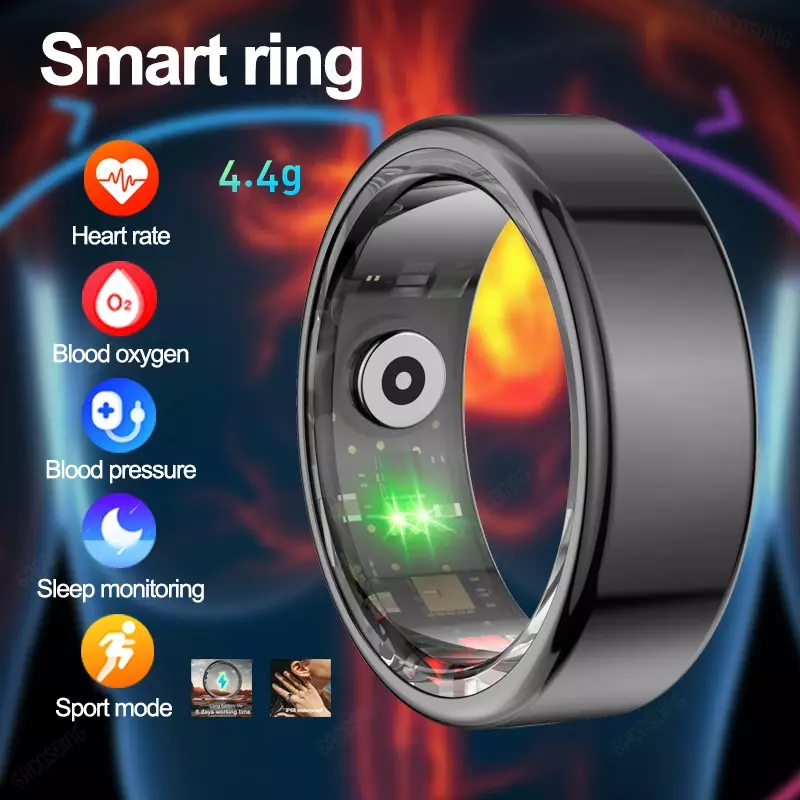 Smart Ring Männer Frauen Herzfrequenz Blut Sauerstoff Schlaf Gesundheit Monitor Sport Aktivität Fitness Tracker Smart Ring für Android iOS