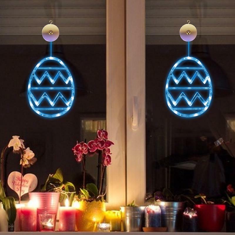 Luces LED de Pascua para decoración de ventanas, cadena de colgantes coloridos, funciona con pilas, cadena de huevo de Pascua