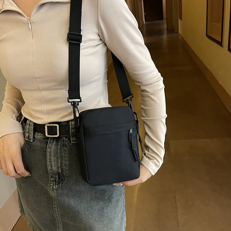 Bolsa de tiracolo Oxford masculina, mini, casual, pequena, com zíper, simples, bolsa de ombro, bolsa para celular
