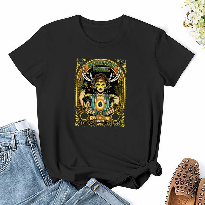 T-shirt gráfico bonito das mulheres, roupas riverside, Hippie Tops