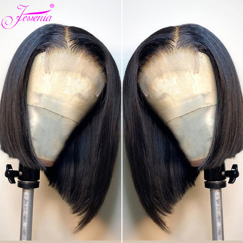 Peruca curta de Bob Glueless para mulheres, perucas de cabelo humano, 13x4 Lace Front, cabelo humano HD Lace