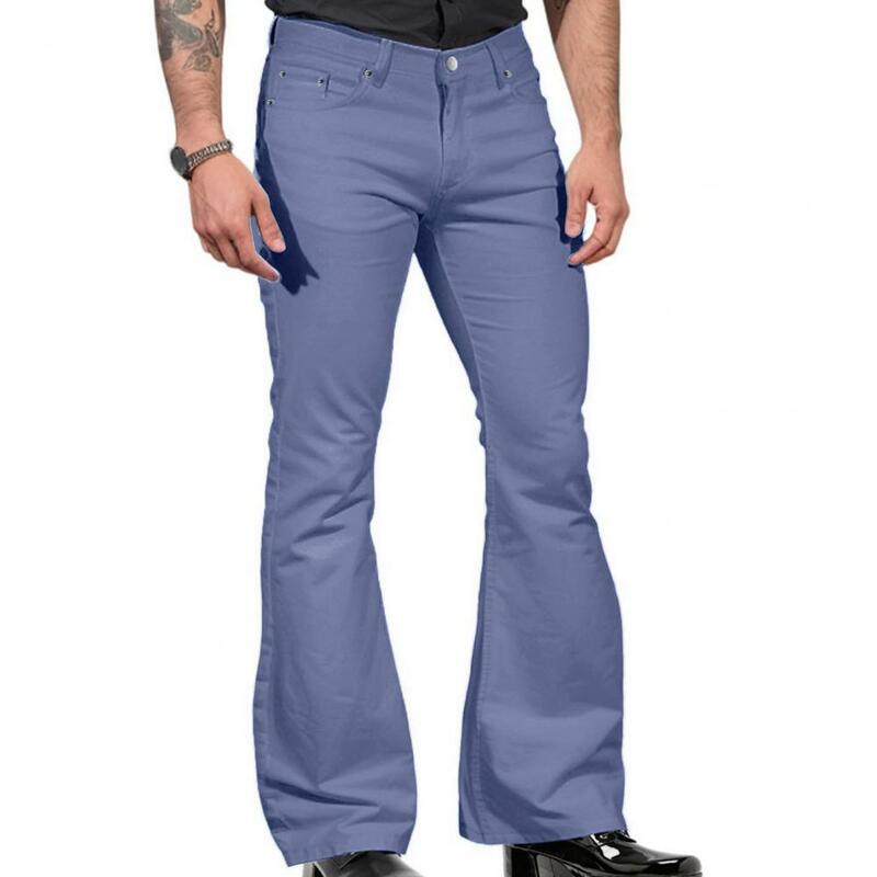 Celana cutbrai ukuran besar untuk pria, celana jins Vintage bagian bawah Bell berkobar, celana longgar ukuran besar untuk jalanan