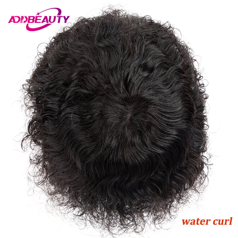 Wasser Wellung Männer Kapillare Prothese Feine Mono NPU Menschliches Haar Perücke 4mm 12mm Afro Mann Toupet Indische Menschliche haar-System Natürliche Farbe