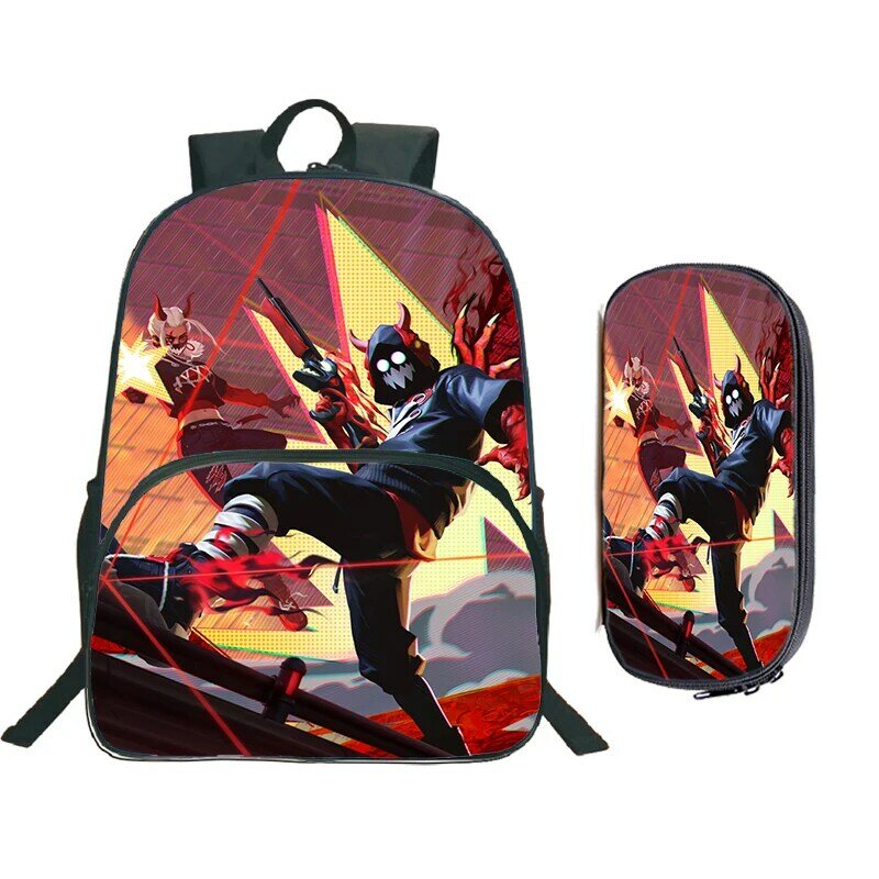 2pcs Set Free Fire 3D Print Backpack With Pencil Bag Hot Game Boys Girl Hight Quality Backpack Children Schoolbag Men Travel Bag