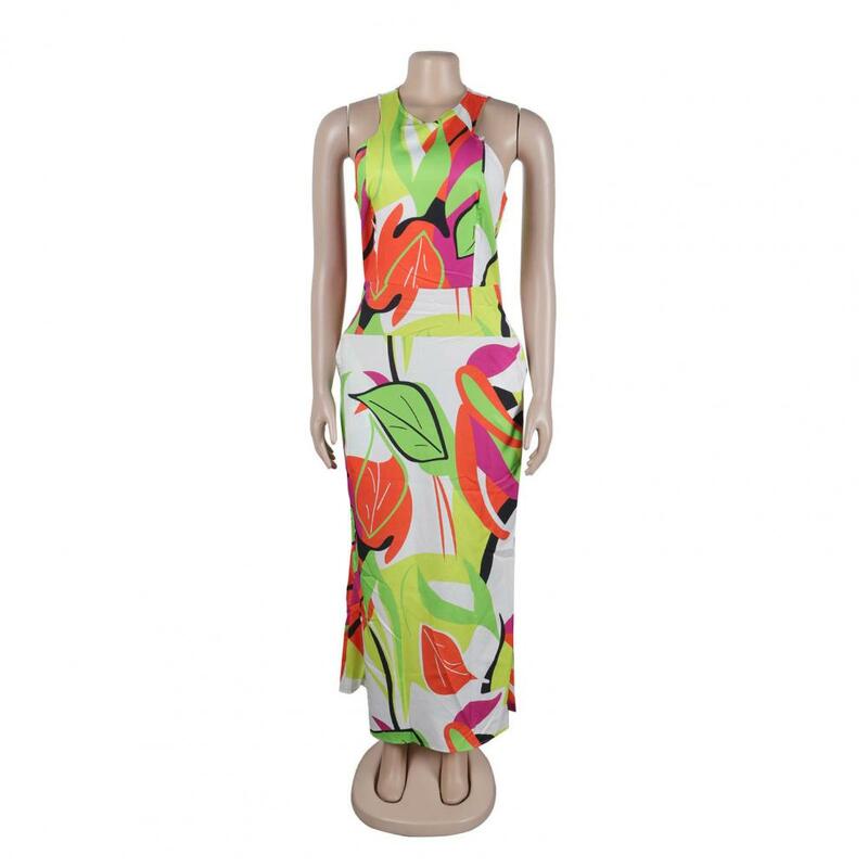 Slim-fit Dress Elegant Off Shoulder Maxi Dress with Colorful Print Side Pockets Back Zipper Closure for Summer Proms Banquets