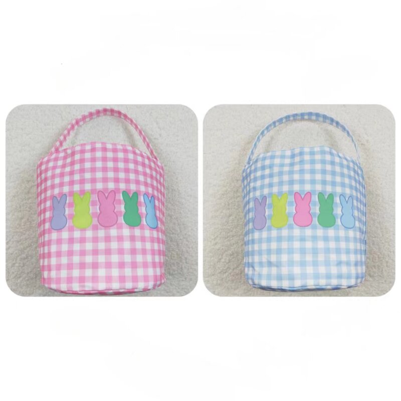 Bambini all'ingrosso Baby Boy Girl Easter Rabbit Plaid cestini nuovo Design Toddler Holiday Bag