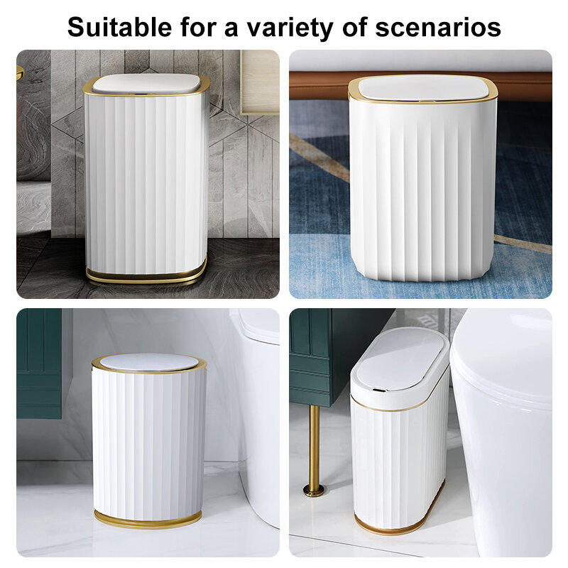 Smart Trash Can Large Capacity For Kitchen Bathroom Garbage Bin Automatic Induction Waterproof Bin With Lid Smart Home Trash Can