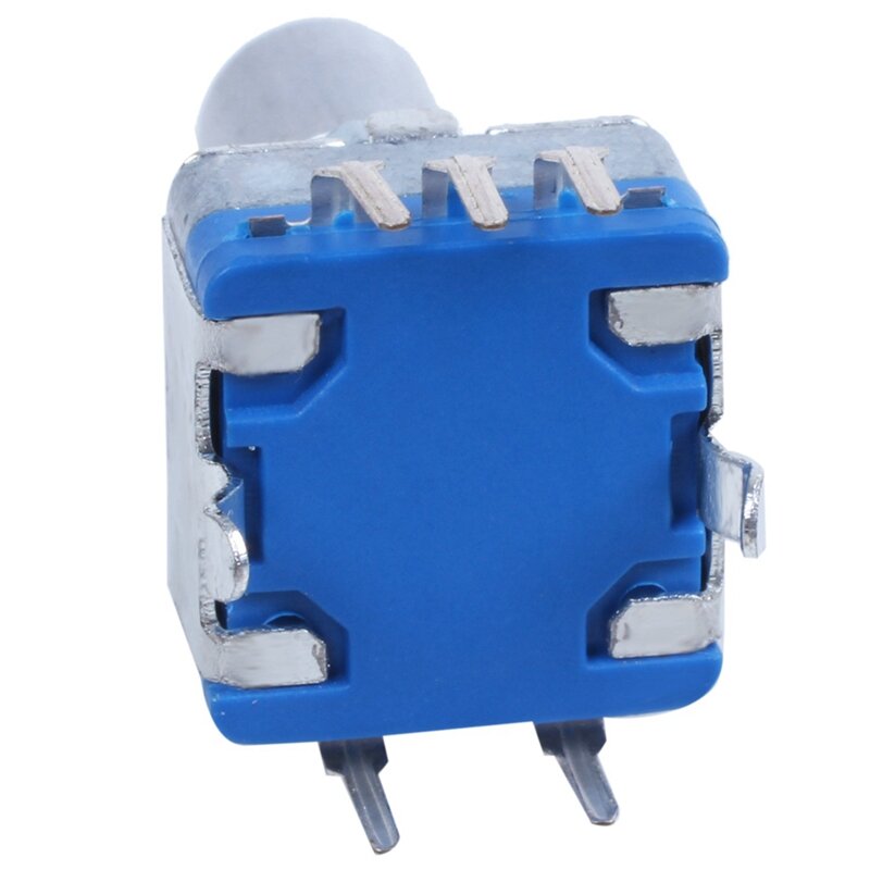 Codificador de deflectores de eje de 20 puntos, giratorio de 360 grados con botón pulsador, color azul y plateado, 3 unidades