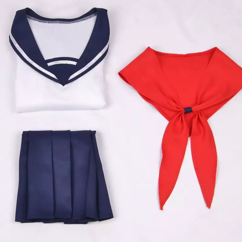 Yandere Simulator Ayano Aishi Cosplay Costumes Game Anime Girls JK Uniform Outfit Sailor T-shirt with Skirt Black Wigs Set Party