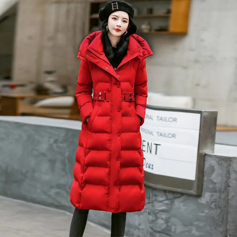 2022 새로운 겨울 여성 화이트 오리 후드 재킷 코트 패션 후드 블랙 레드 다운 코트