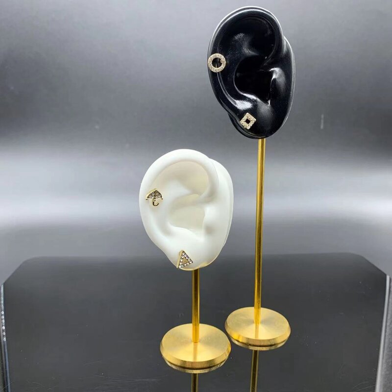 Прочный серьги Дисплей стойки человека модель уха серьги-гвоздики держатель мягкий силиконовый круглое основание на день рождения манекен Подставка-органайзер для серег
