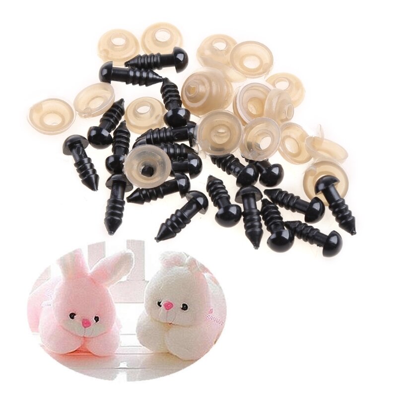 20 Stuks Zwart Plastic Veiligheid Ogen Voor Teddybeer Poppen Speelgoed Dier Vilten 6-20Mm # H055 #