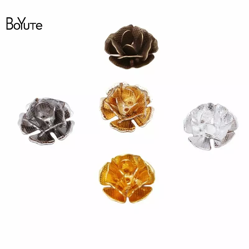 BoYuTe-Metal Brass Flower Materiais, Jóias DIY Fazendo Acessórios, Fornecimento de Fábrica, 14mm, 100 Pçs/lote