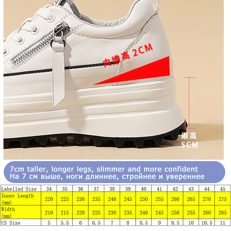 Fujin 7cm Genuine Leather Women Casual Shoes 7cm Platform Wedge Female Women Fashion Sneakers Chunky Spring Autumn Shoes Summer