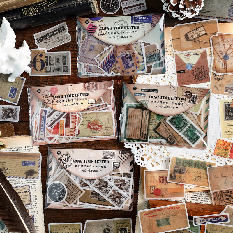 8 paczek/dużo czasu stare naklejki maskujące washi z serii karteczki na wiadomości retro