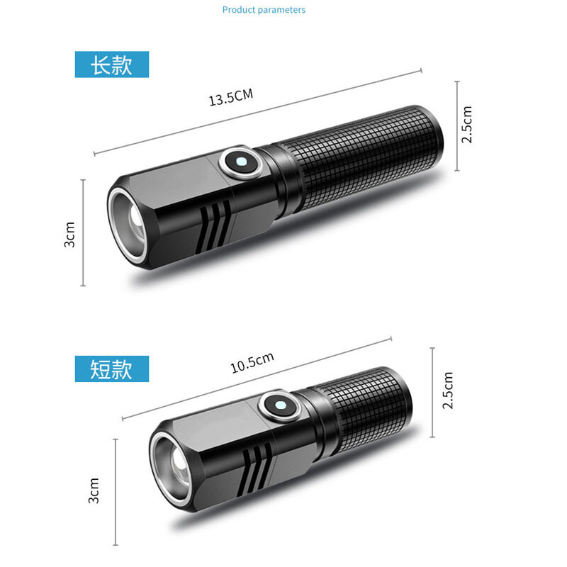 Mini torcia a LED portatile da campeggio torcia a luce forte torcia a LED ricaricabile torcia portatile
